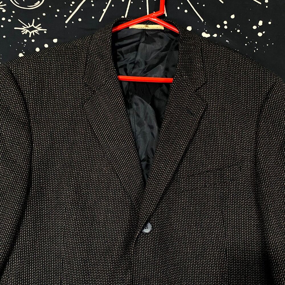Vintage Joseph Abboud Blazer Coat Men's 44 Black Wool Preppy Academia Career USA